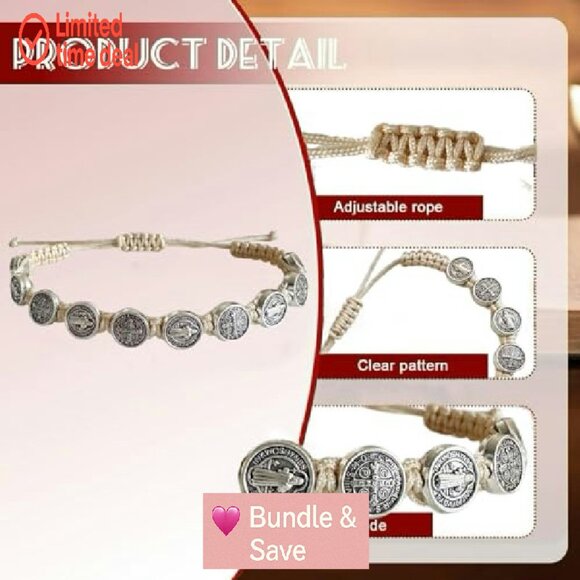 Saint Benedict Rosary Bracelets Set of 12 Natural String Catholic Devotional - Picture 3 of 7